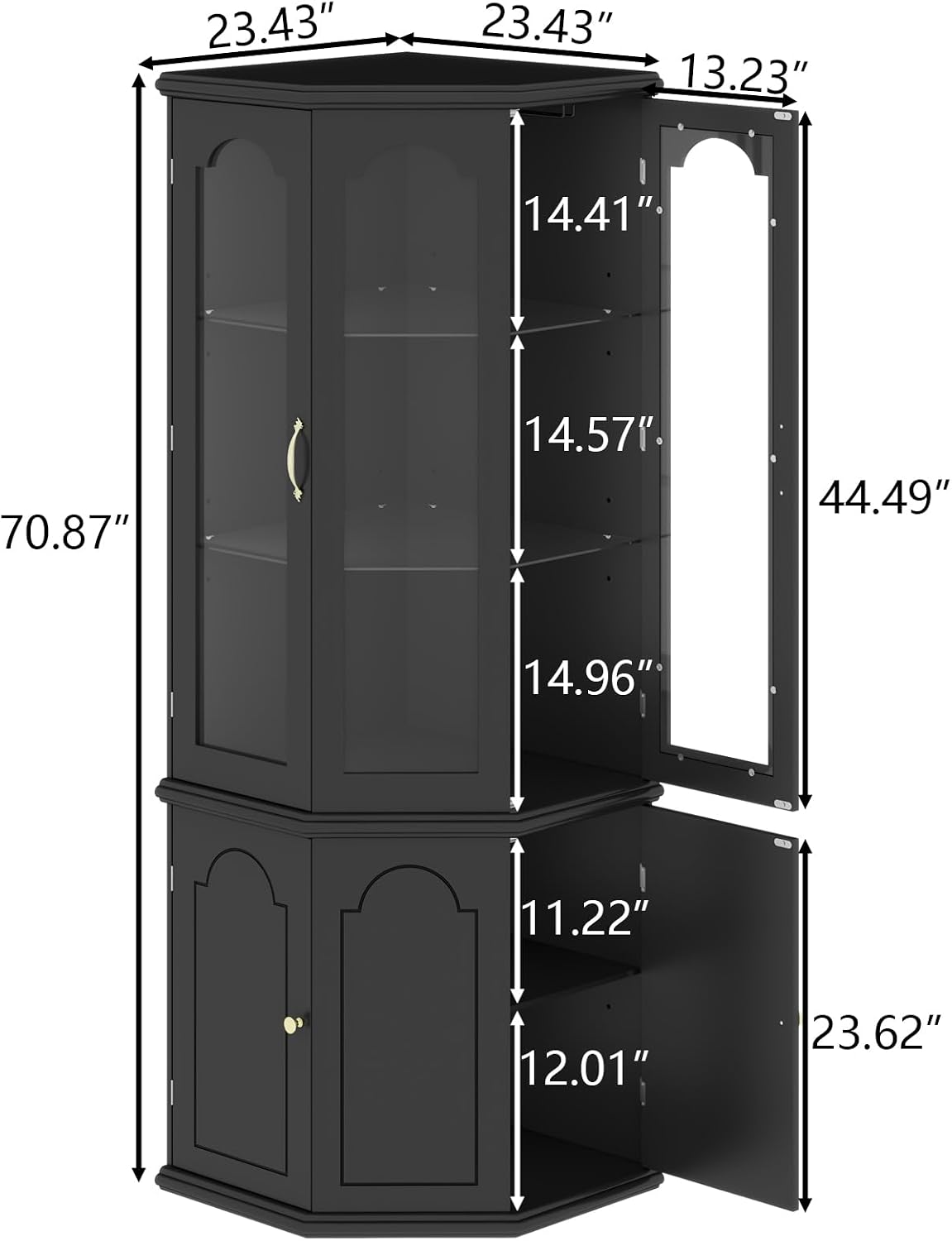 Black LED Tempered Glass Tall Corner Wine Bar Cabinet