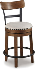 Linen Rustic Industrial Swivel Counter Stool