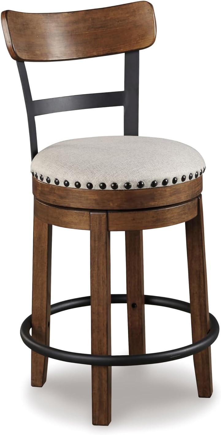 Linen Rustic Industrial Swivel Counter Stool