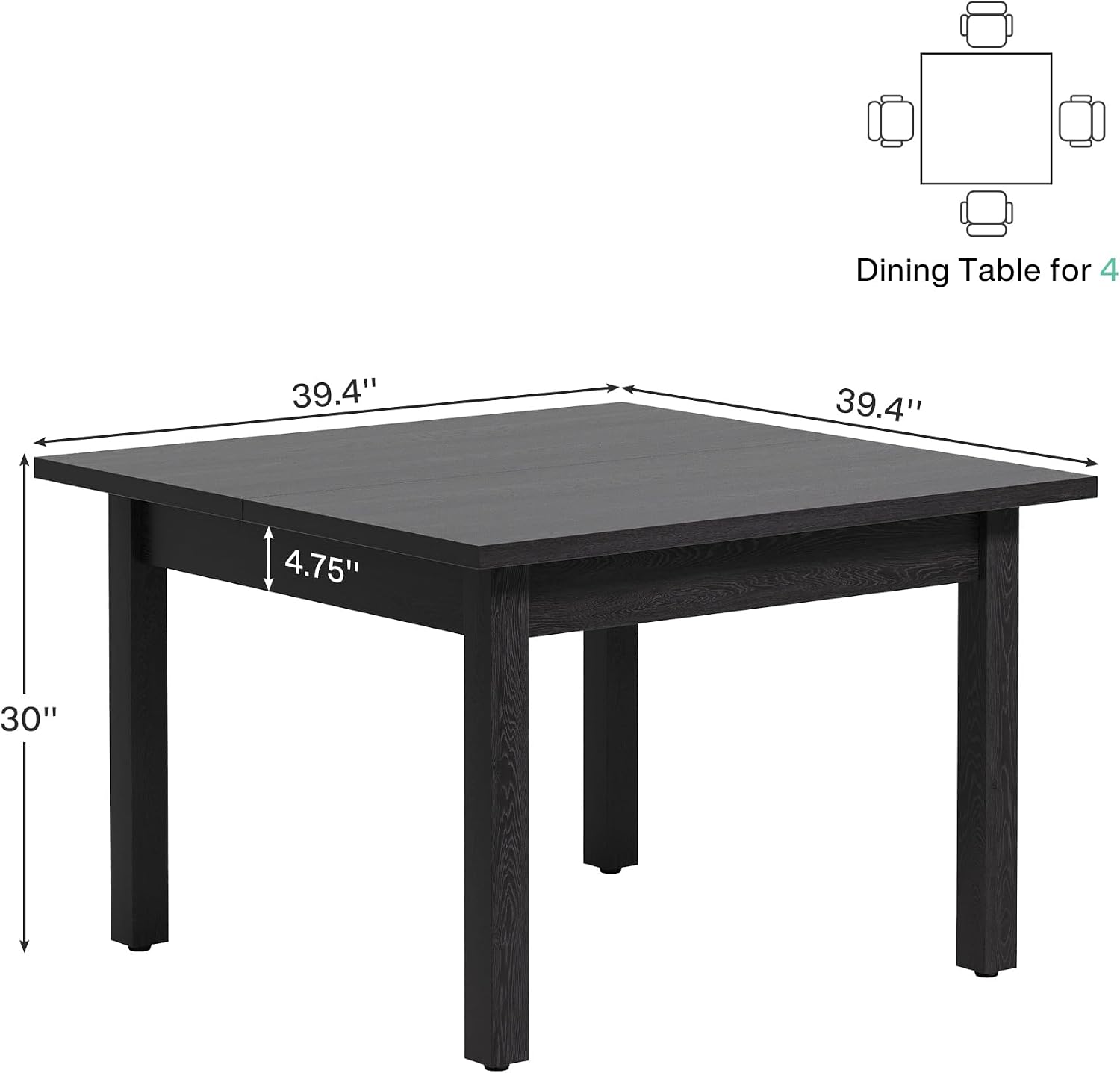 Black Square Wooden Conference Table