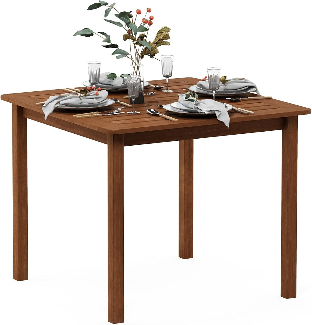 Light Wood Square Outdoor Dining Table