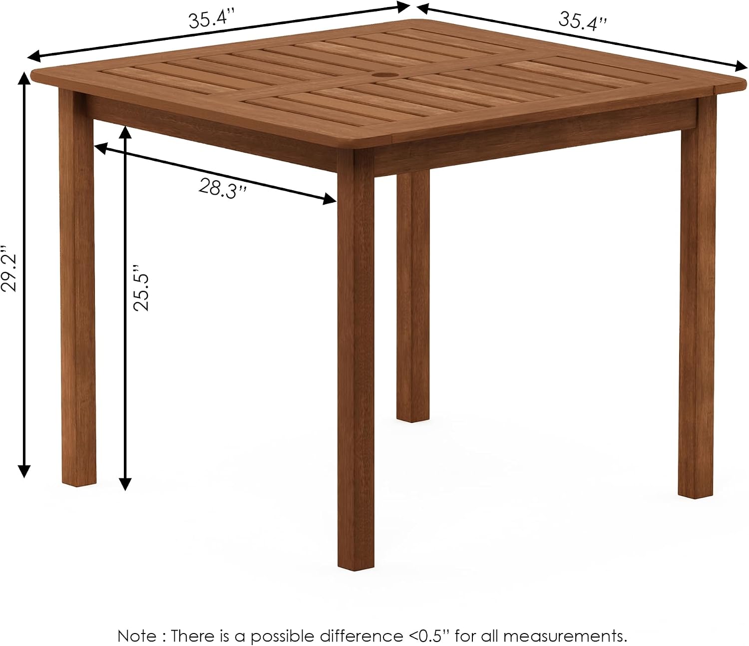 Light Wood Square Outdoor Dining Table