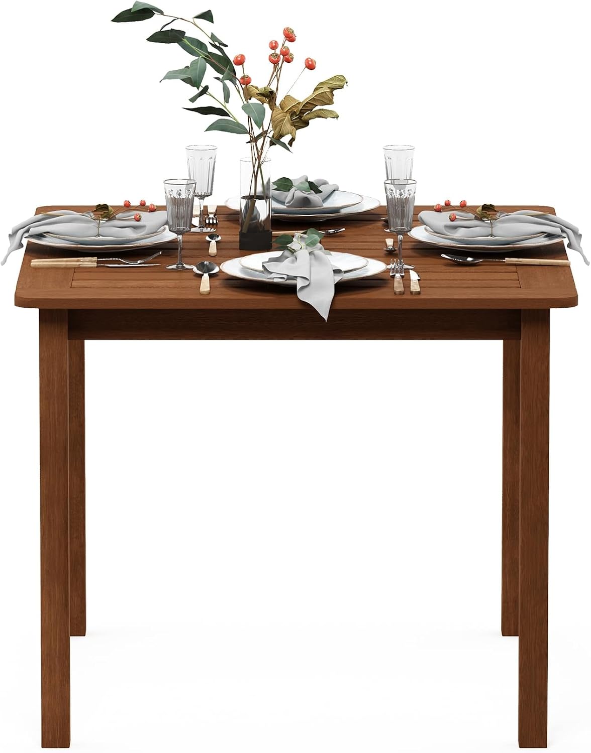 Light Wood Square Outdoor Dining Table