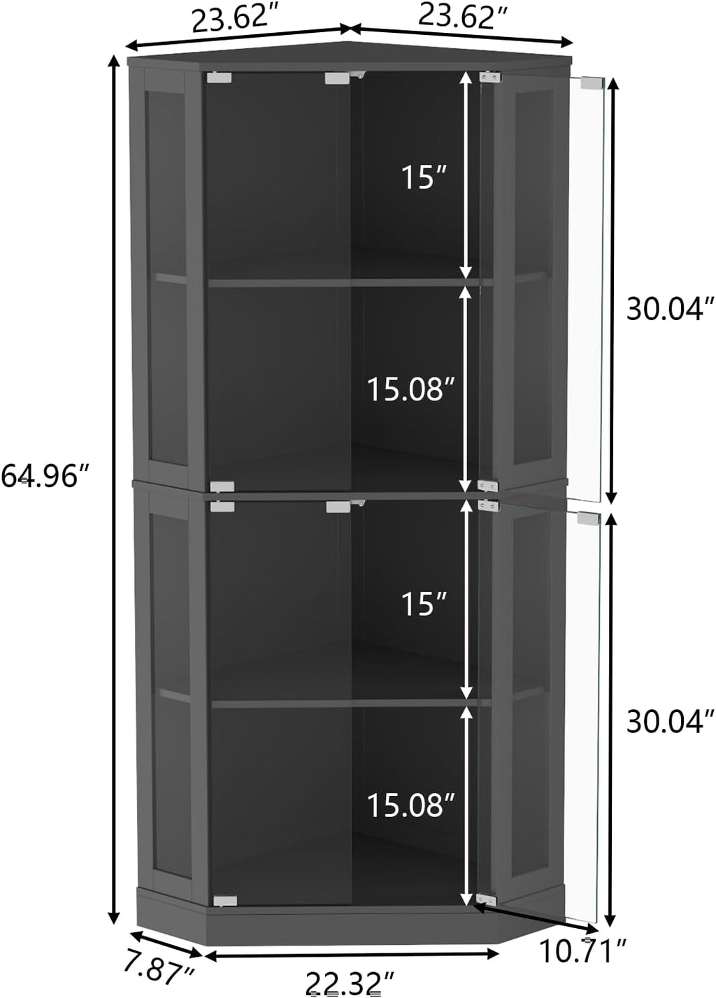 Modern LED Tempered Glass Tall Corner Wine Bar Cabinet