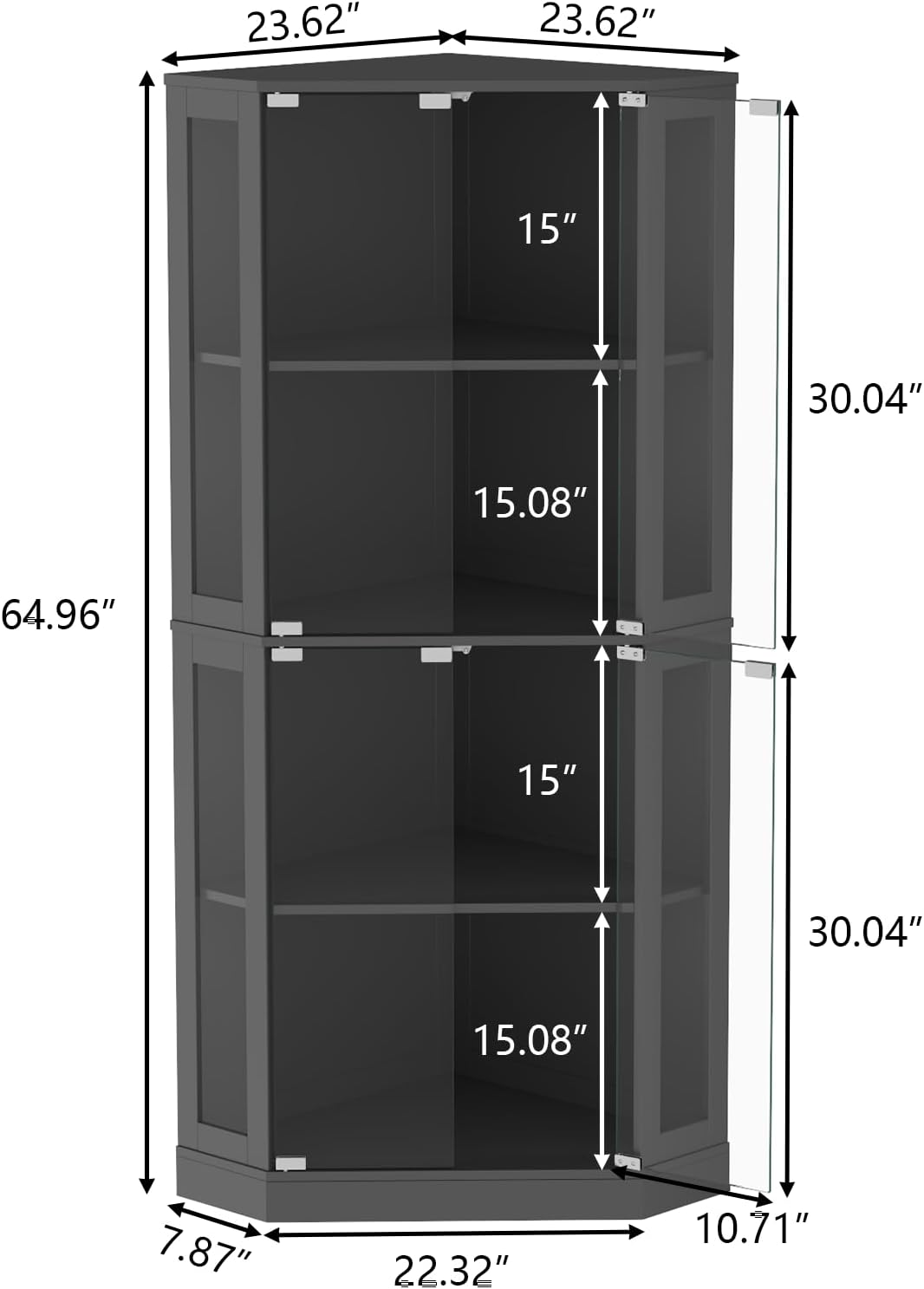 Modern LED Tempered Glass Tall Corner Wine Bar Cabinet