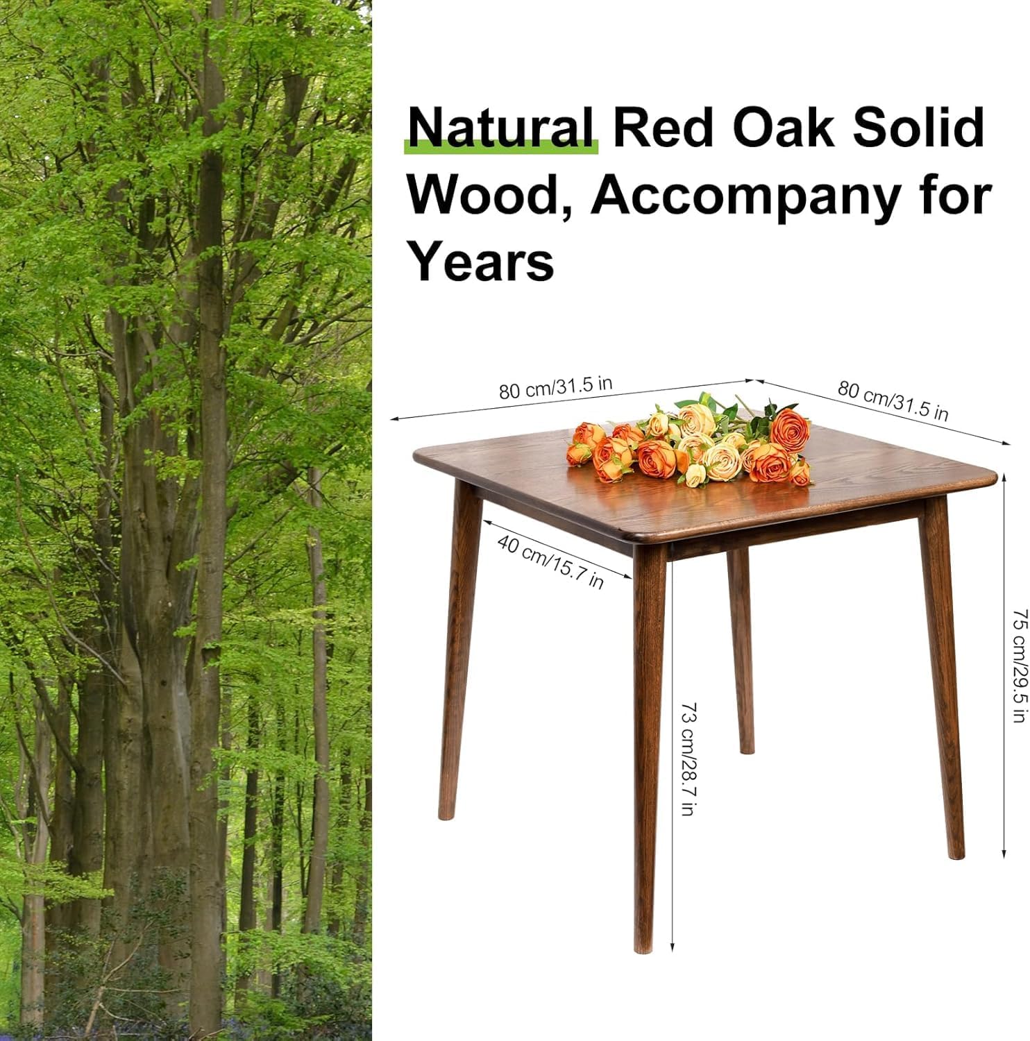 Walnut Mid-Century Square Dining Table
