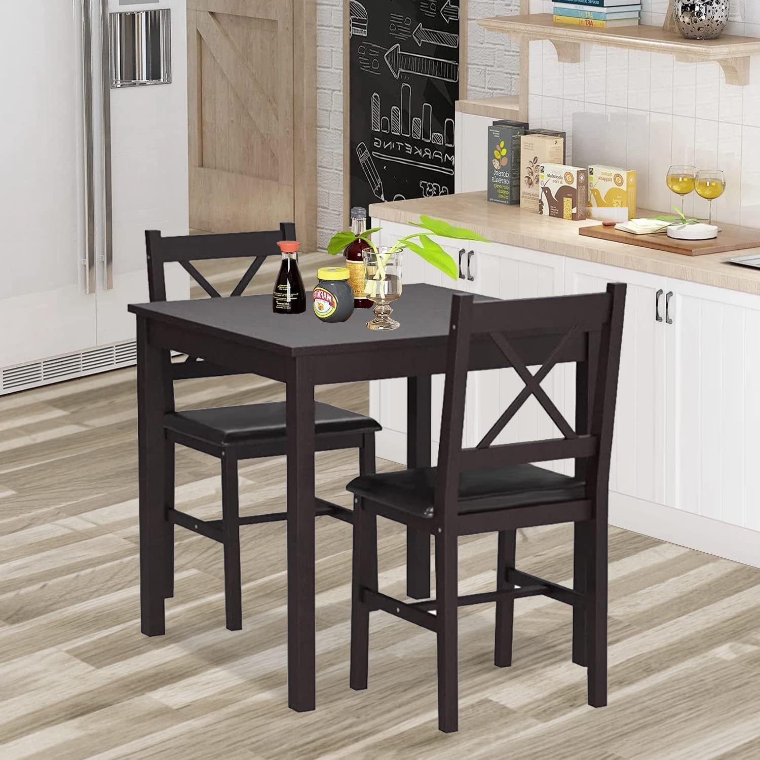 Dark Wood 3-Piece Dining Set