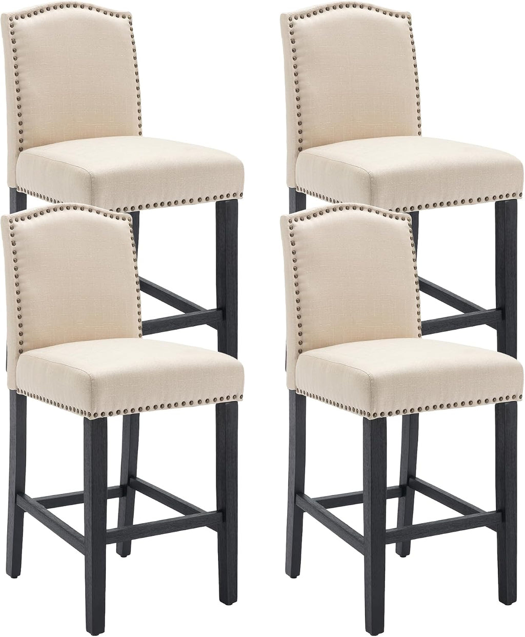 Beige Nailhead Counter Stools Set of 4