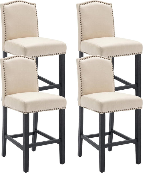 Beige Nailhead Counter Stools Set of 4