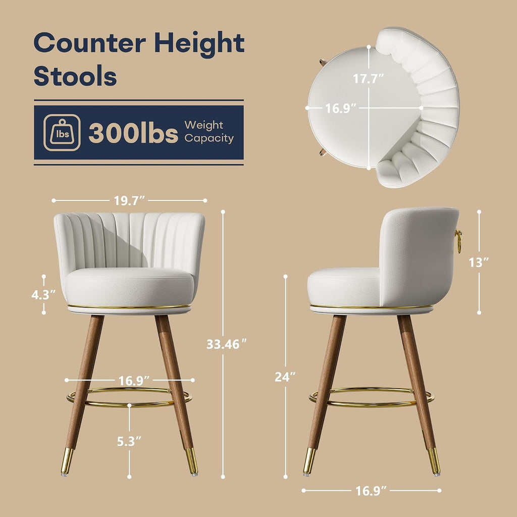 White Swivel Counter Stools Set of 4