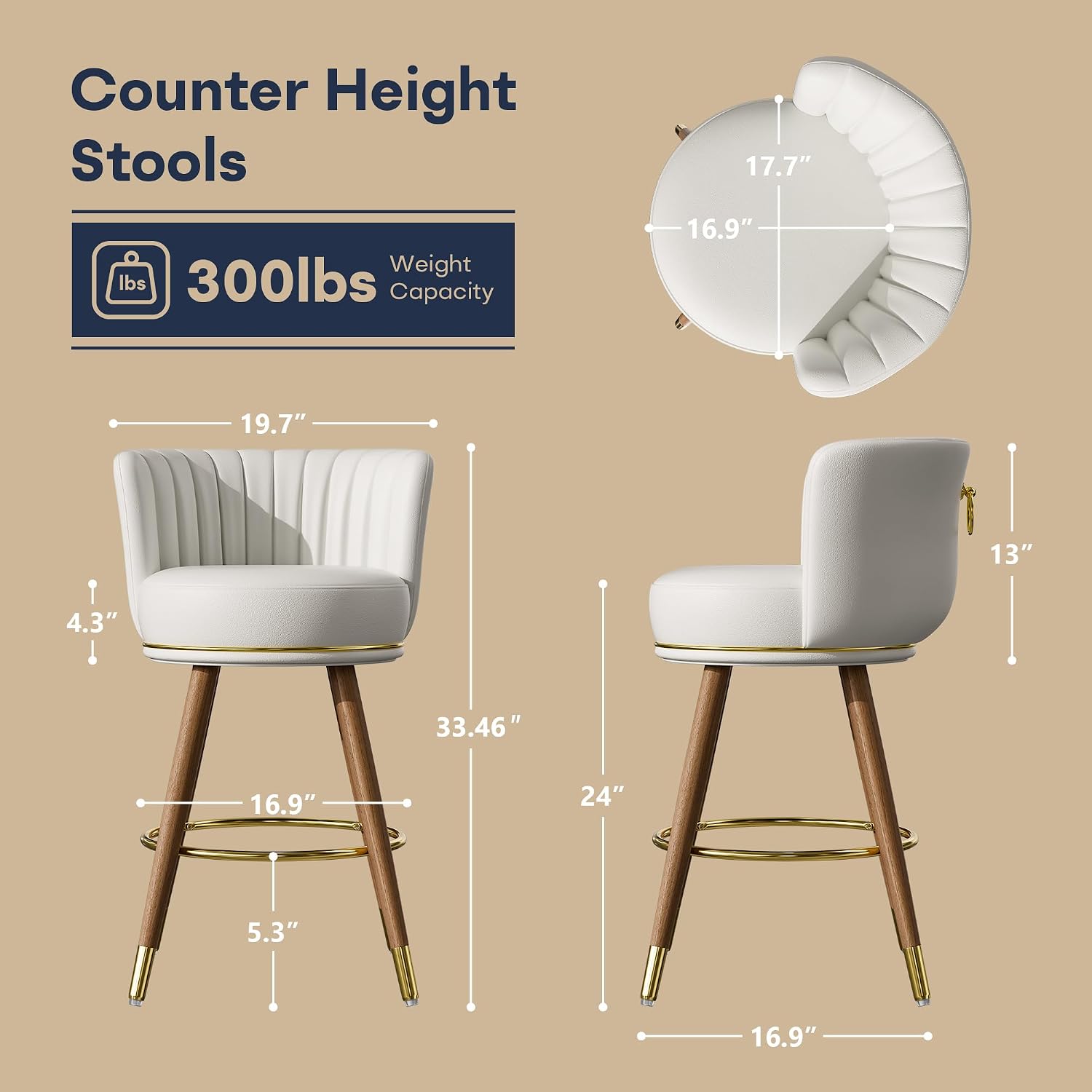 White Swivel Counter Stools Set of 4