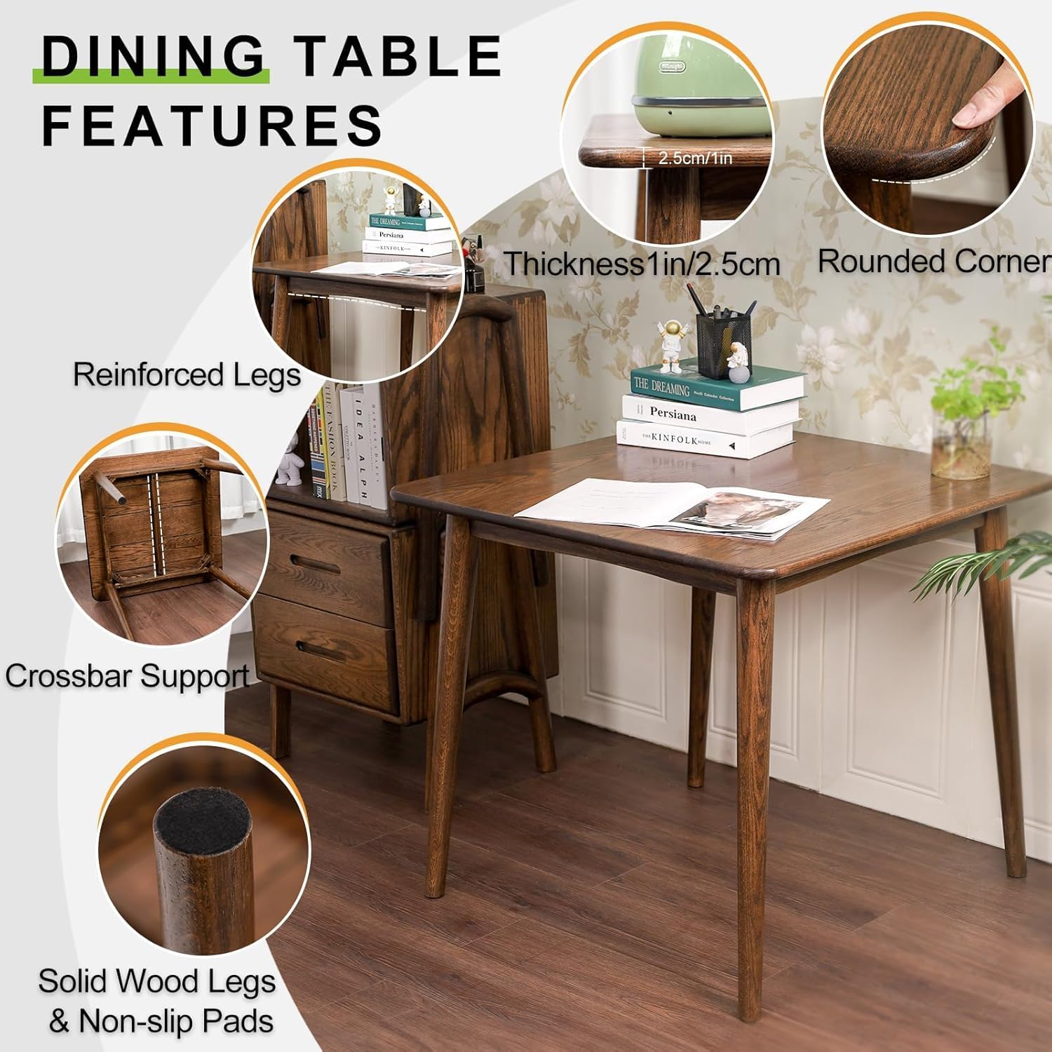 Walnut Mid-Century Square Dining Table