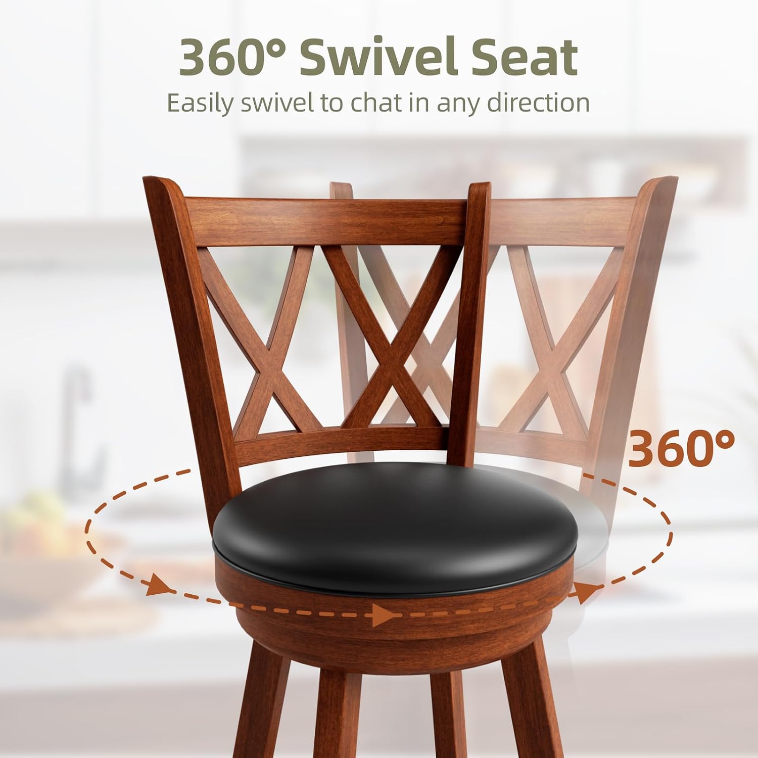 Rustic Brown Farmhouse Swivel Bar Stools Set of 2