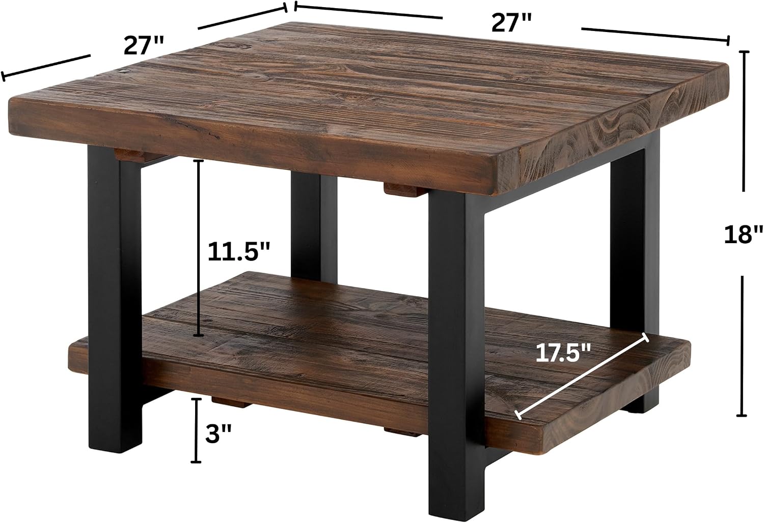 Rustic Brown Wood Metal Coffee Table