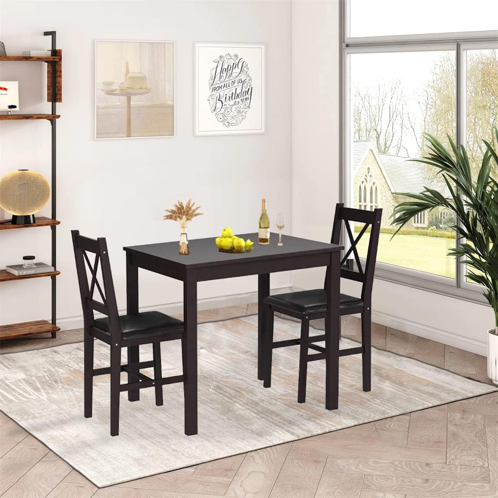 Dark Wood 3-Piece Dining Set