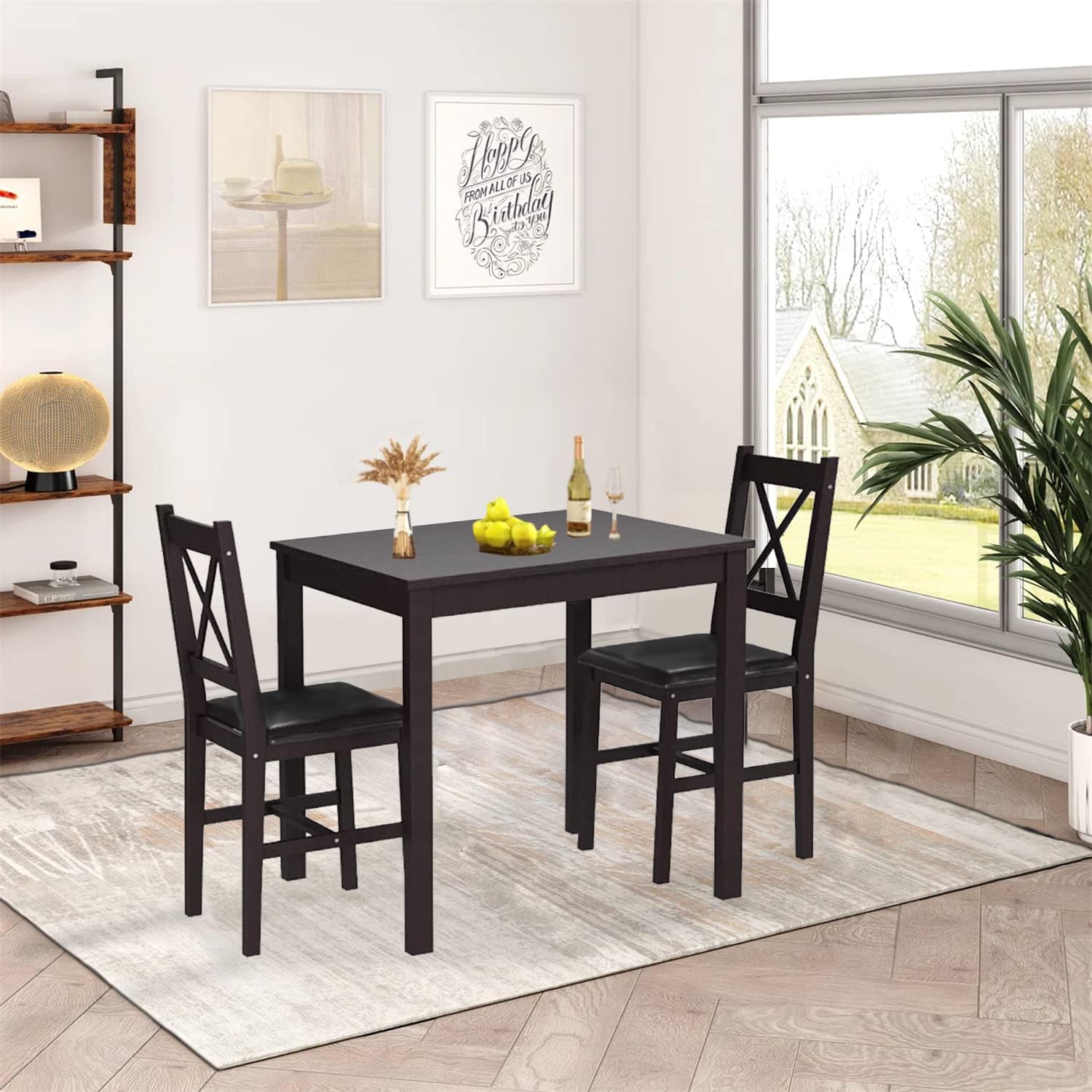 Dark Wood 3-Piece Dining Set