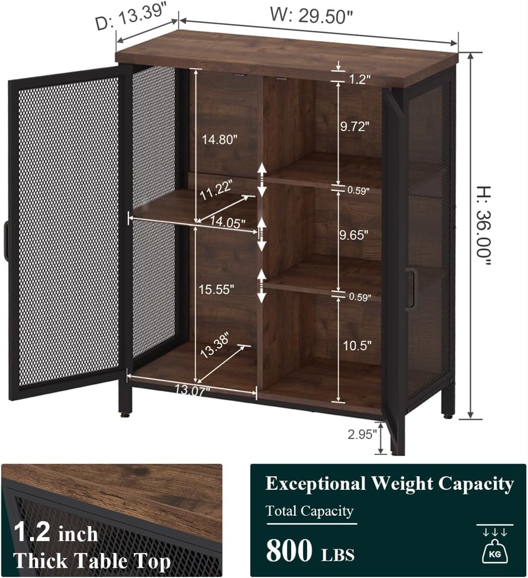 Rustic Oak Farmhouse Liquor Coffee Bar Sideboard Cabinet