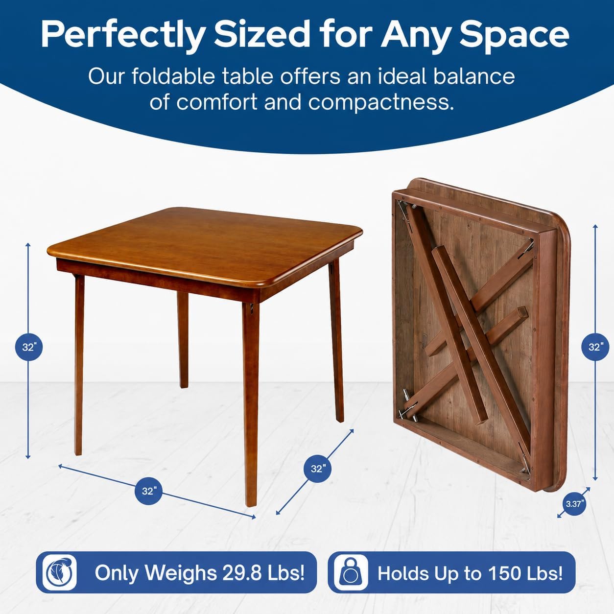 Fruitwood Square Folding Card Table