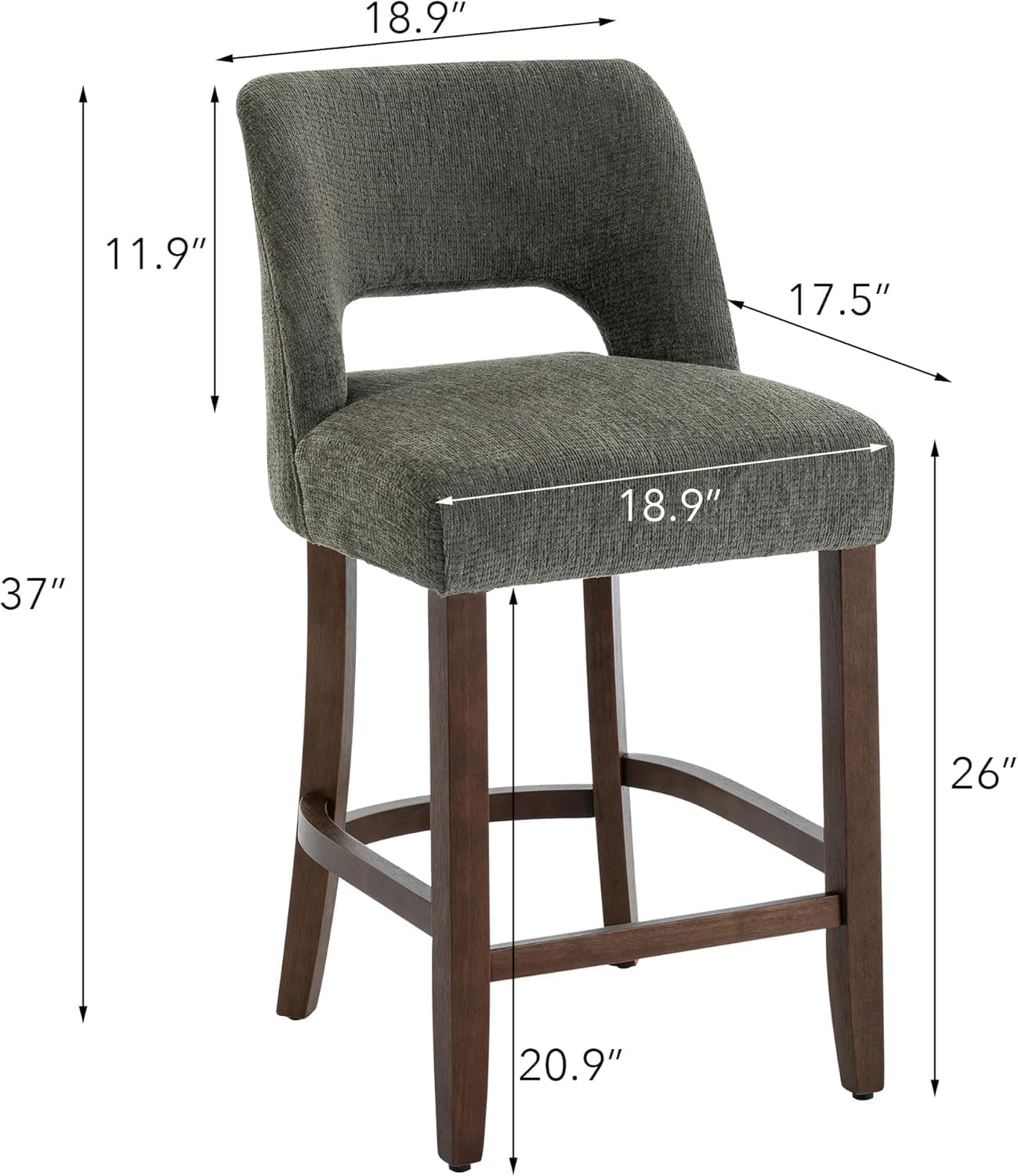 Green Upholstered Counter Stools Set of 2