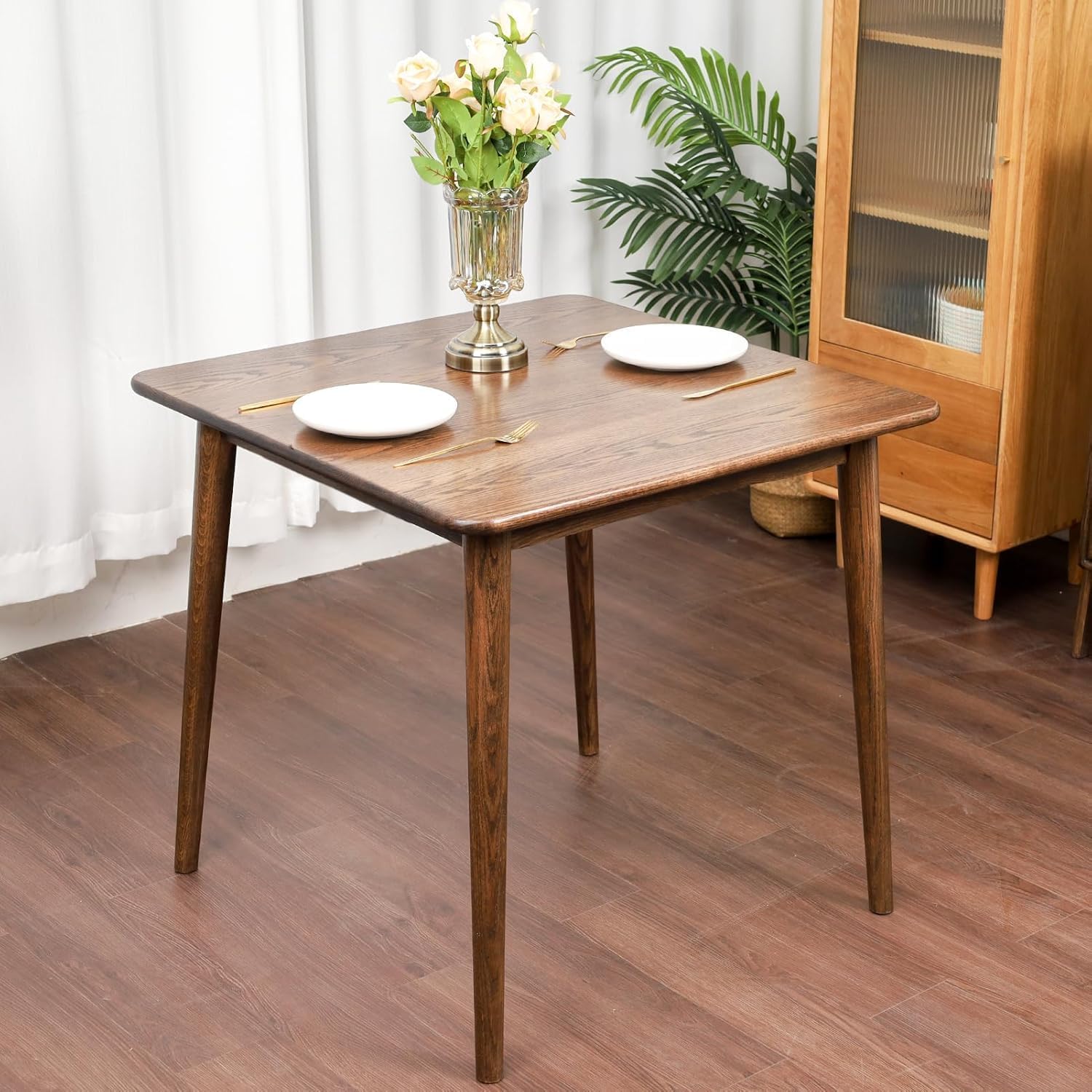 Walnut Mid-Century Square Dining Table