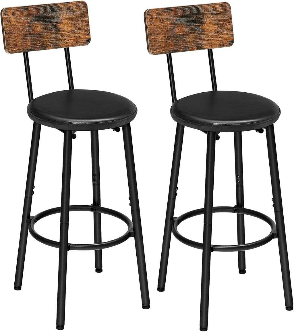 Rustic Brown PU Bar Stools Set of 2