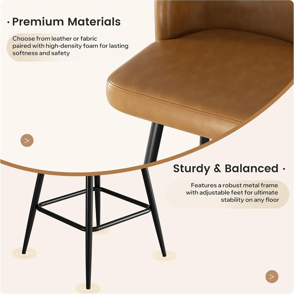 Caramel Faux Leather Swivel Bar Stools