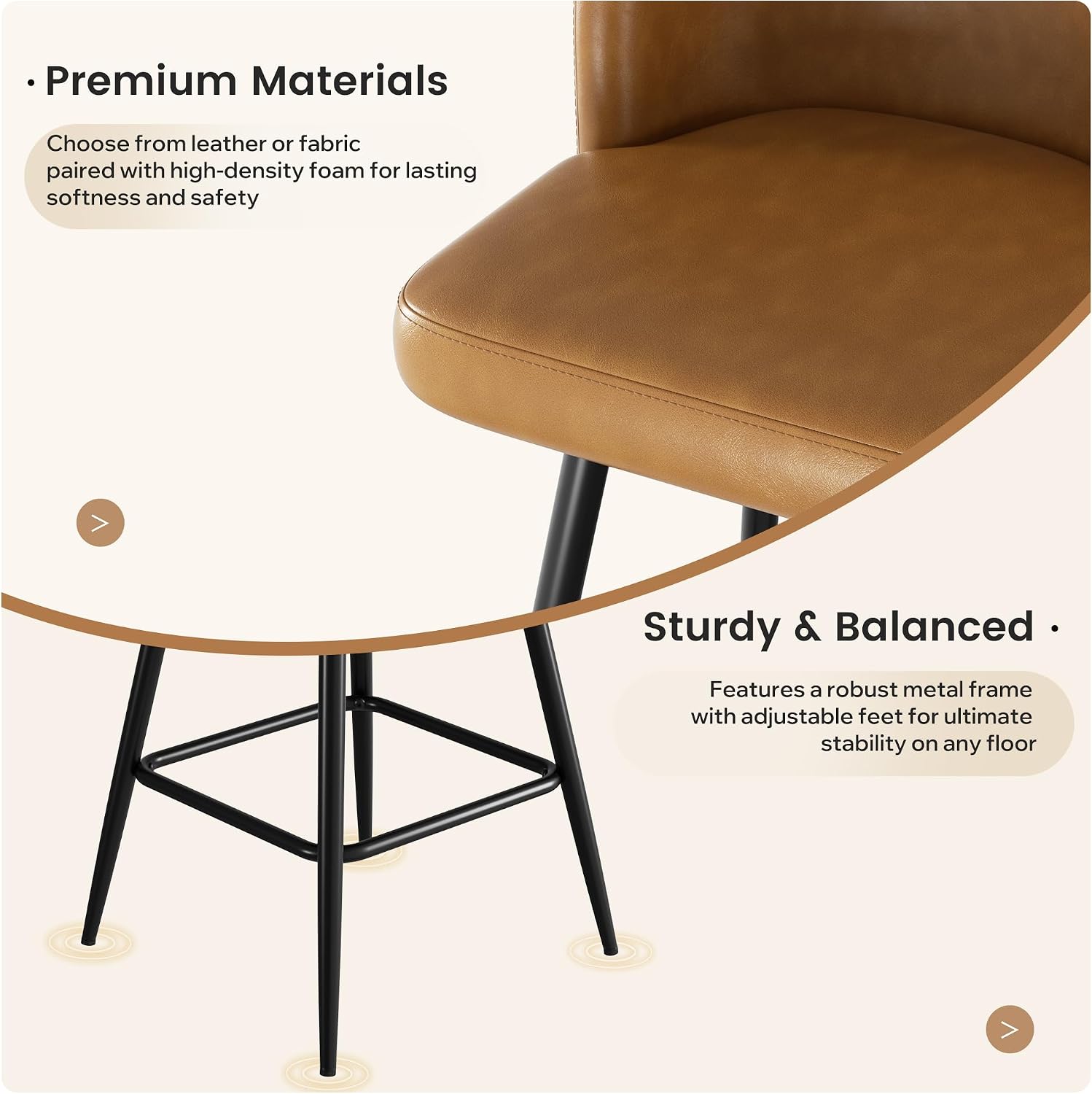 Caramel Faux Leather Swivel Bar Stools