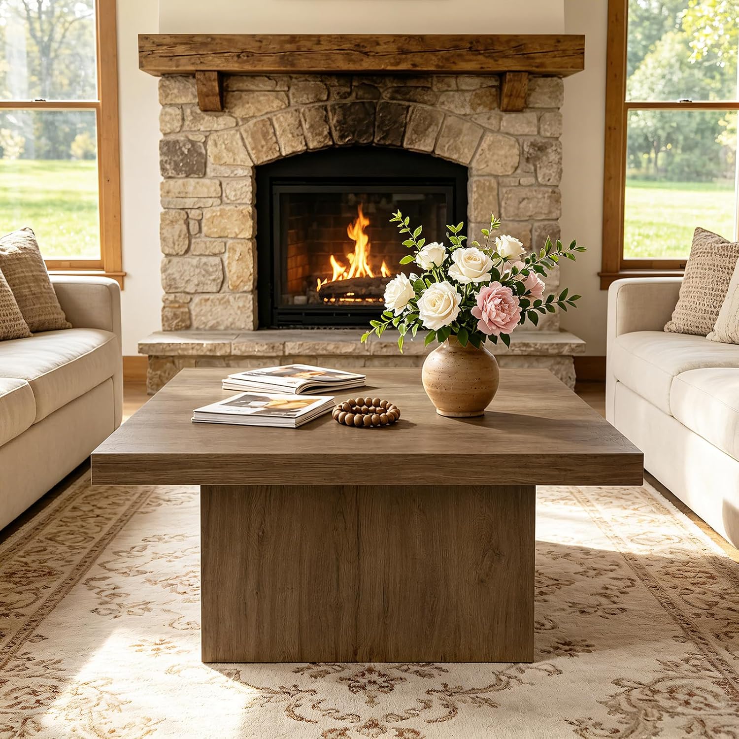 Vintage Brown Square Coffee Table