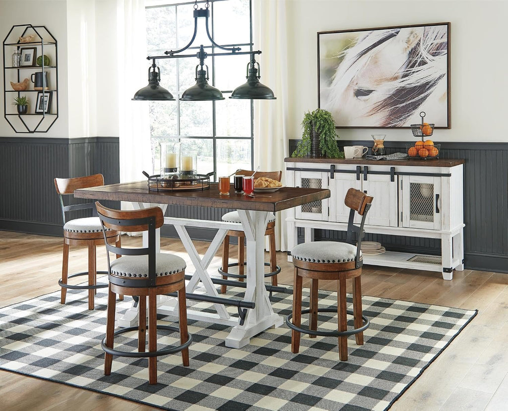 Linen Rustic Industrial Swivel Counter Stool
