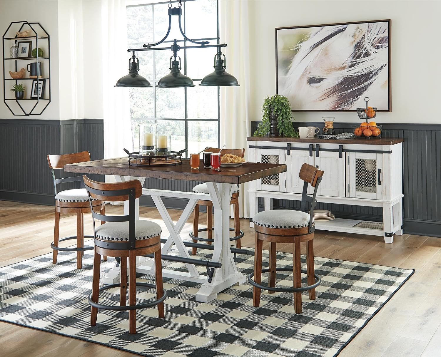 Linen Rustic Industrial Swivel Counter Stool