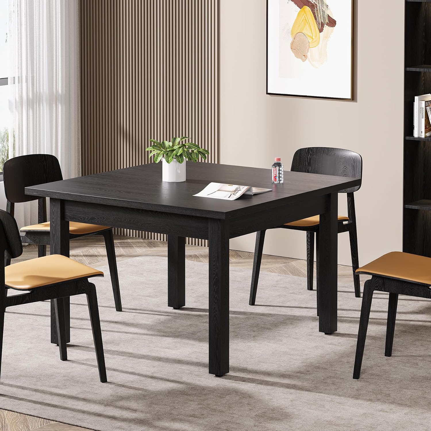 Black Square Wooden Conference Table