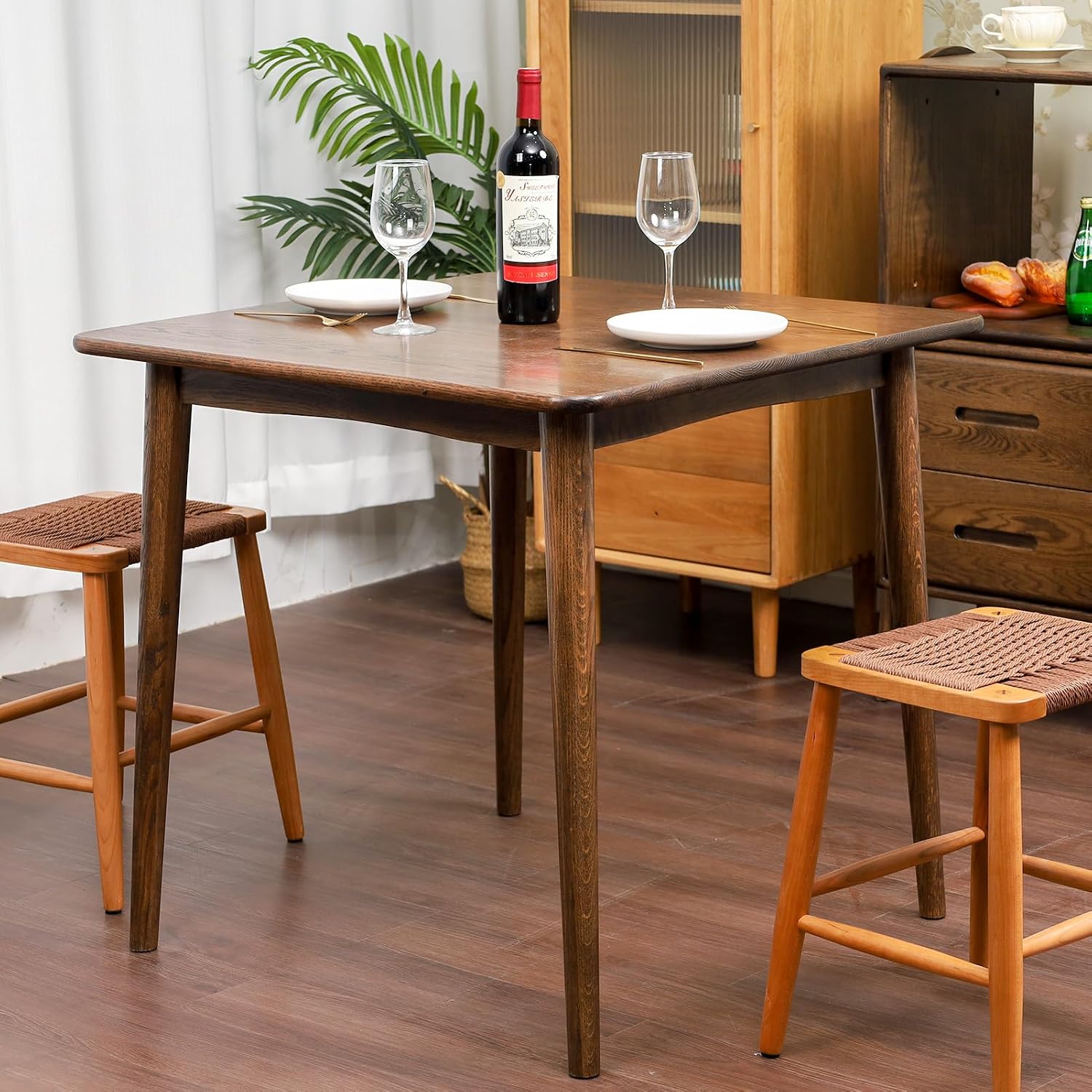Walnut Mid-Century Square Dining Table