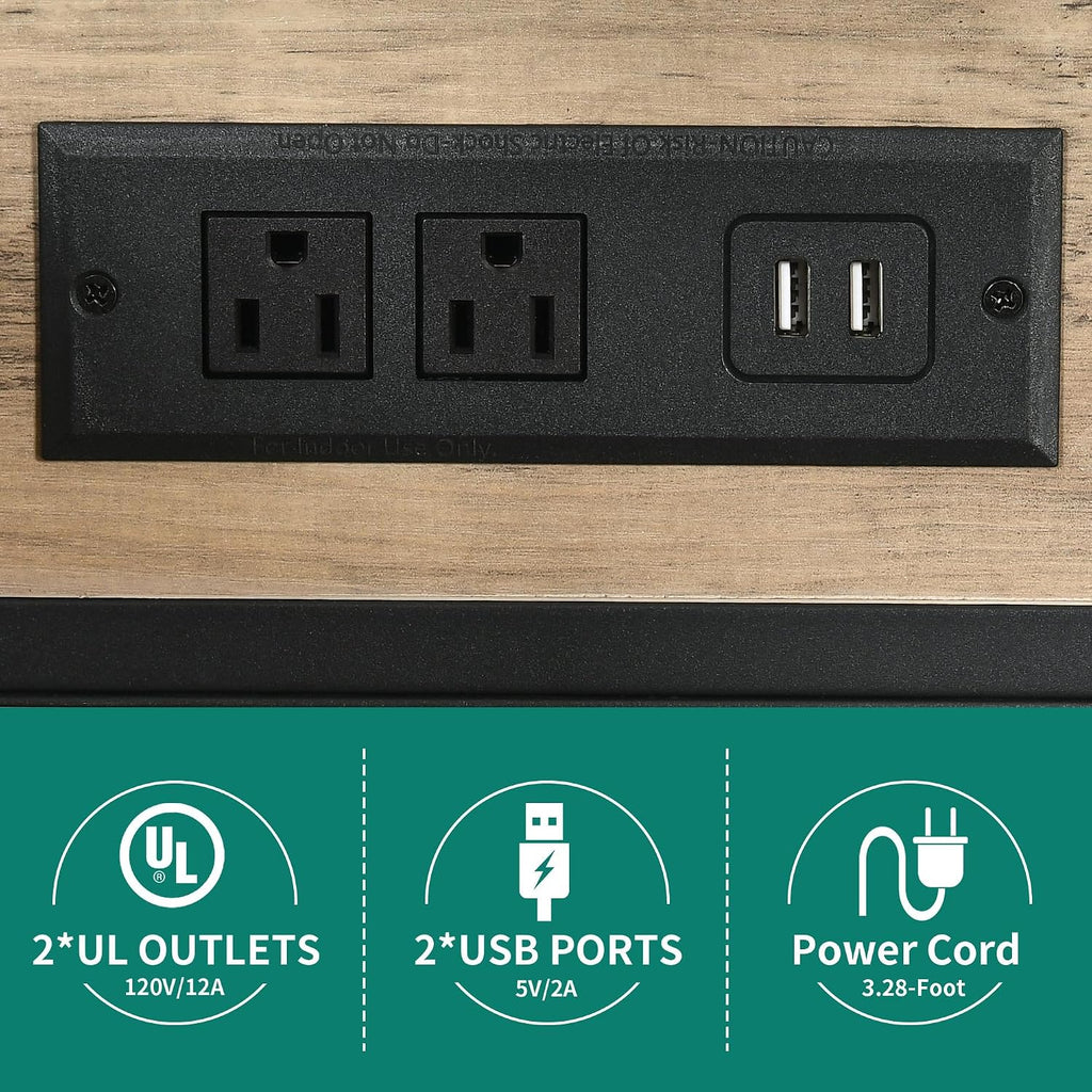 Power Outlet LED Glass Holder Corner Wine Bar Cabinet
