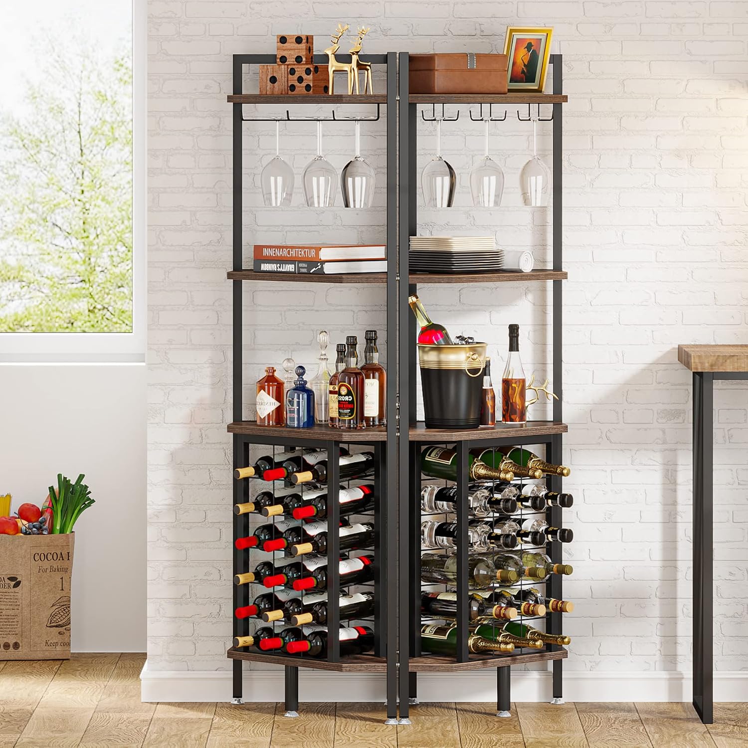 Brown Industrial Corner Wine Cabinet