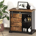 Black Sliding Barn Door Farmhouse Sideboard Cabinet