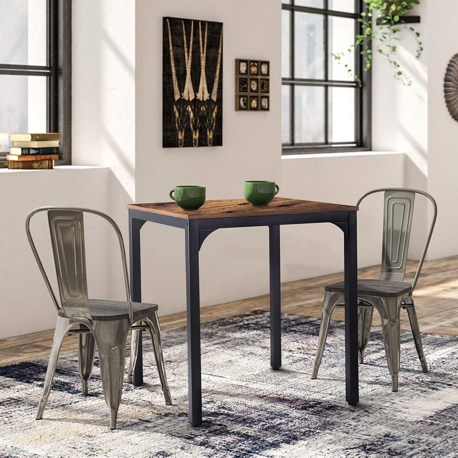 Rustic Brown Industrial Square Table