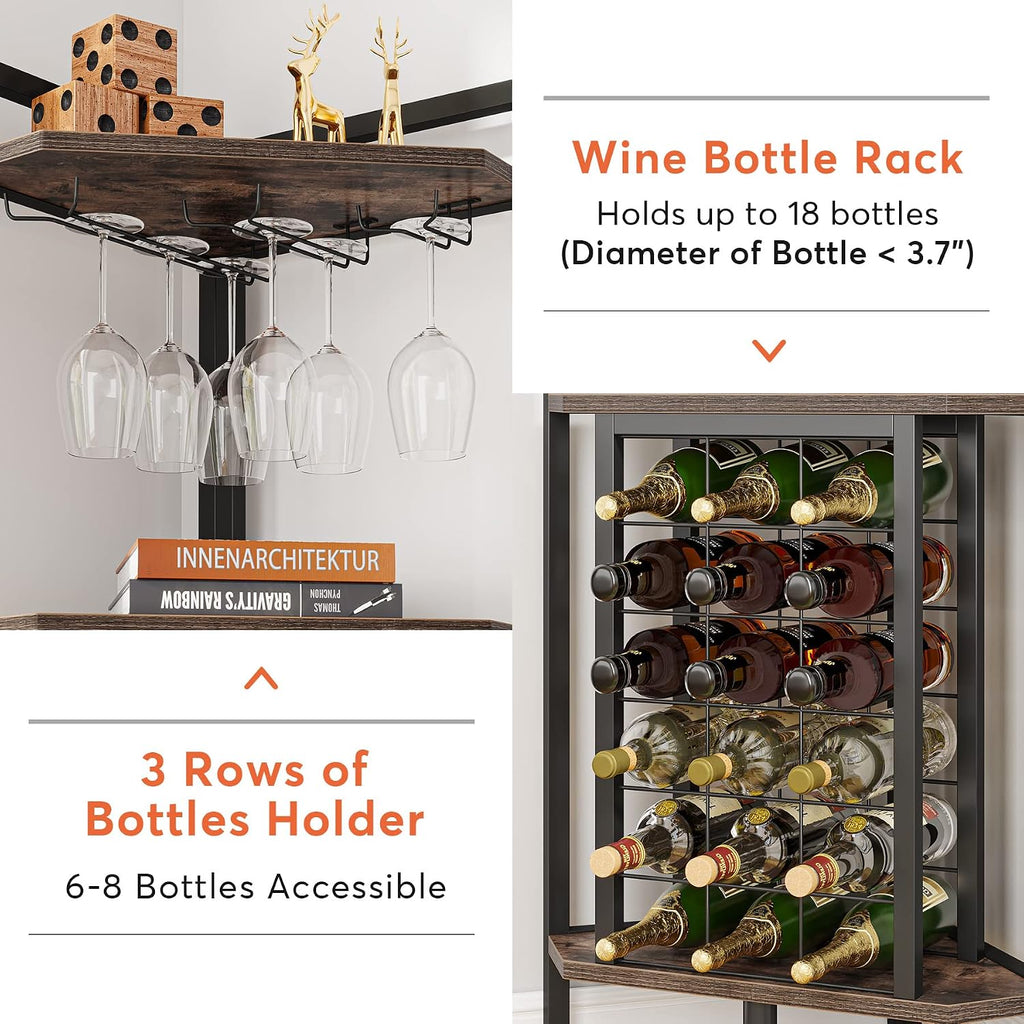 Brown Industrial Corner Wine Cabinet