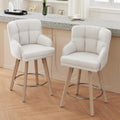 Beige Fabric Swivel Counter Stools Set of 2