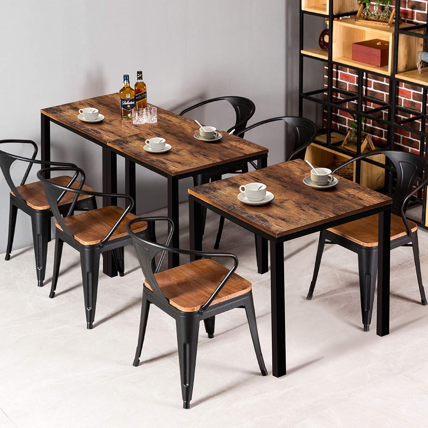 Rustic Brown Industrial Square Table