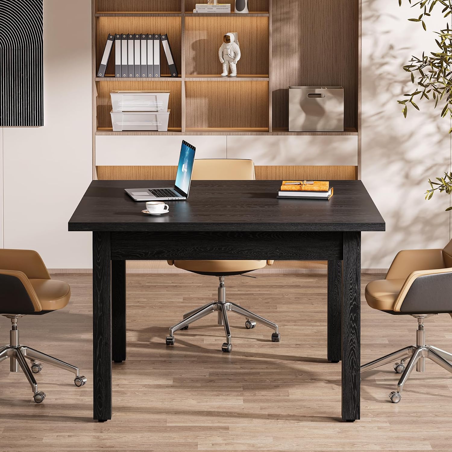 Black Square Wooden Conference Table