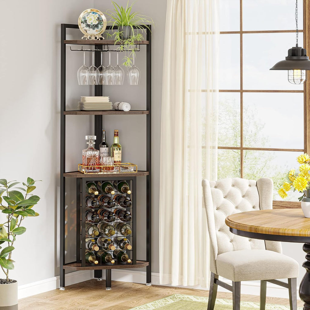 Brown Industrial Corner Wine Cabinet