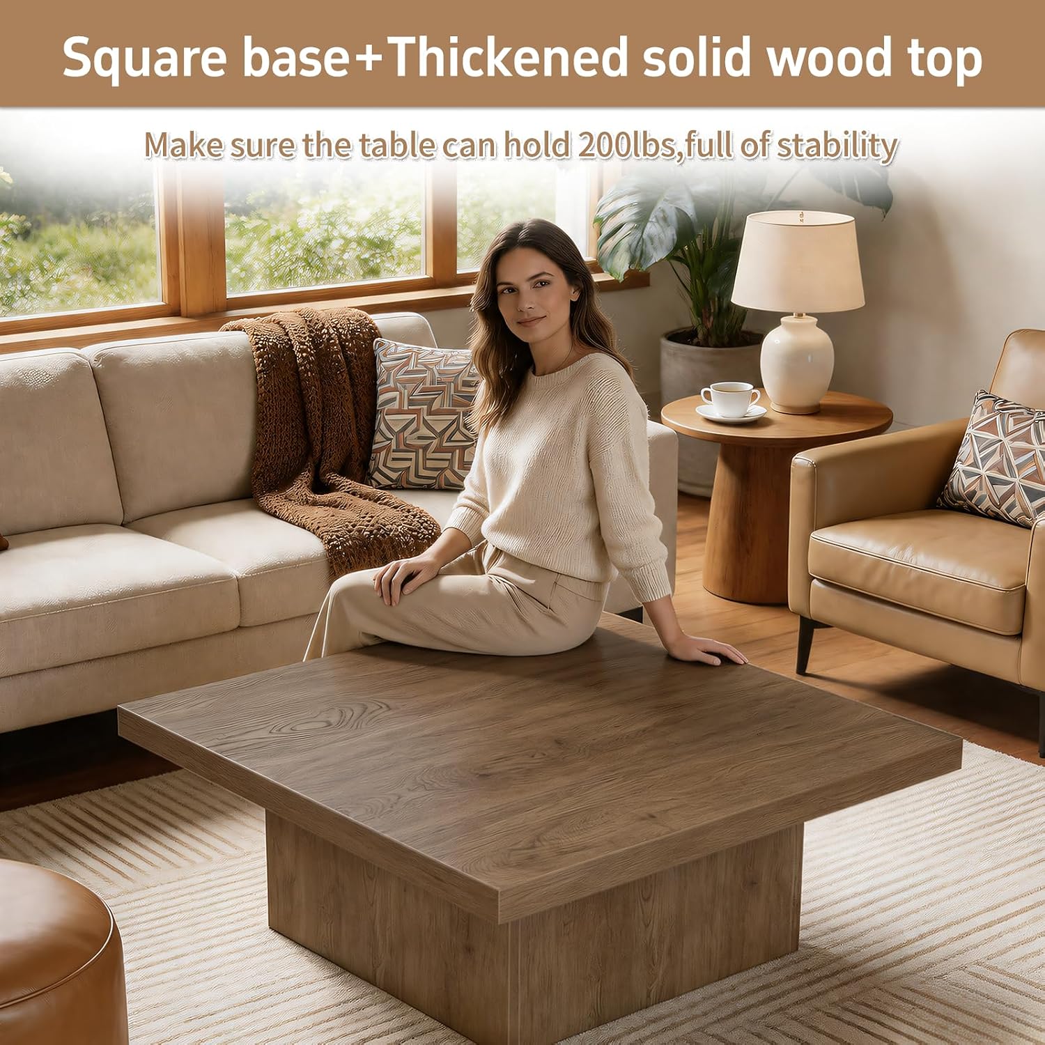 Vintage Brown Square Coffee Table