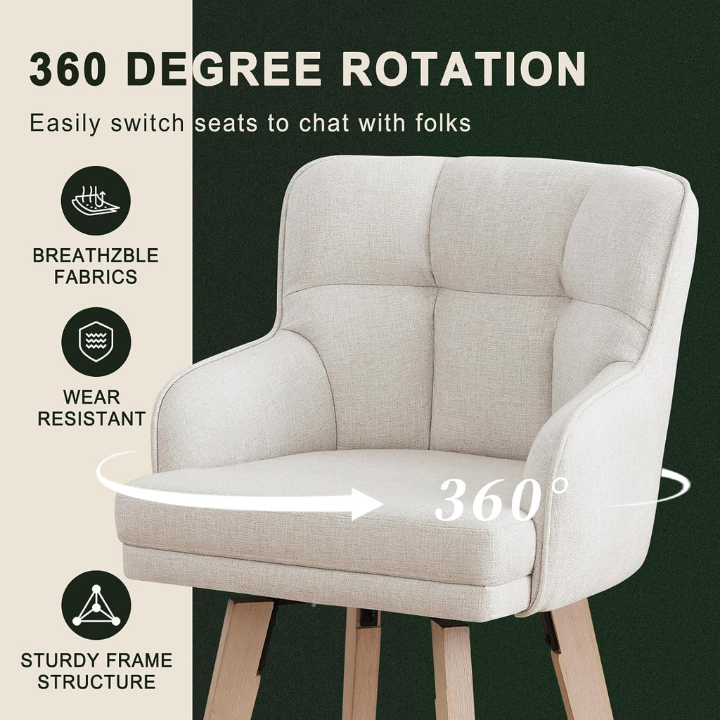 Beige Fabric Swivel Counter Stools Set of 2