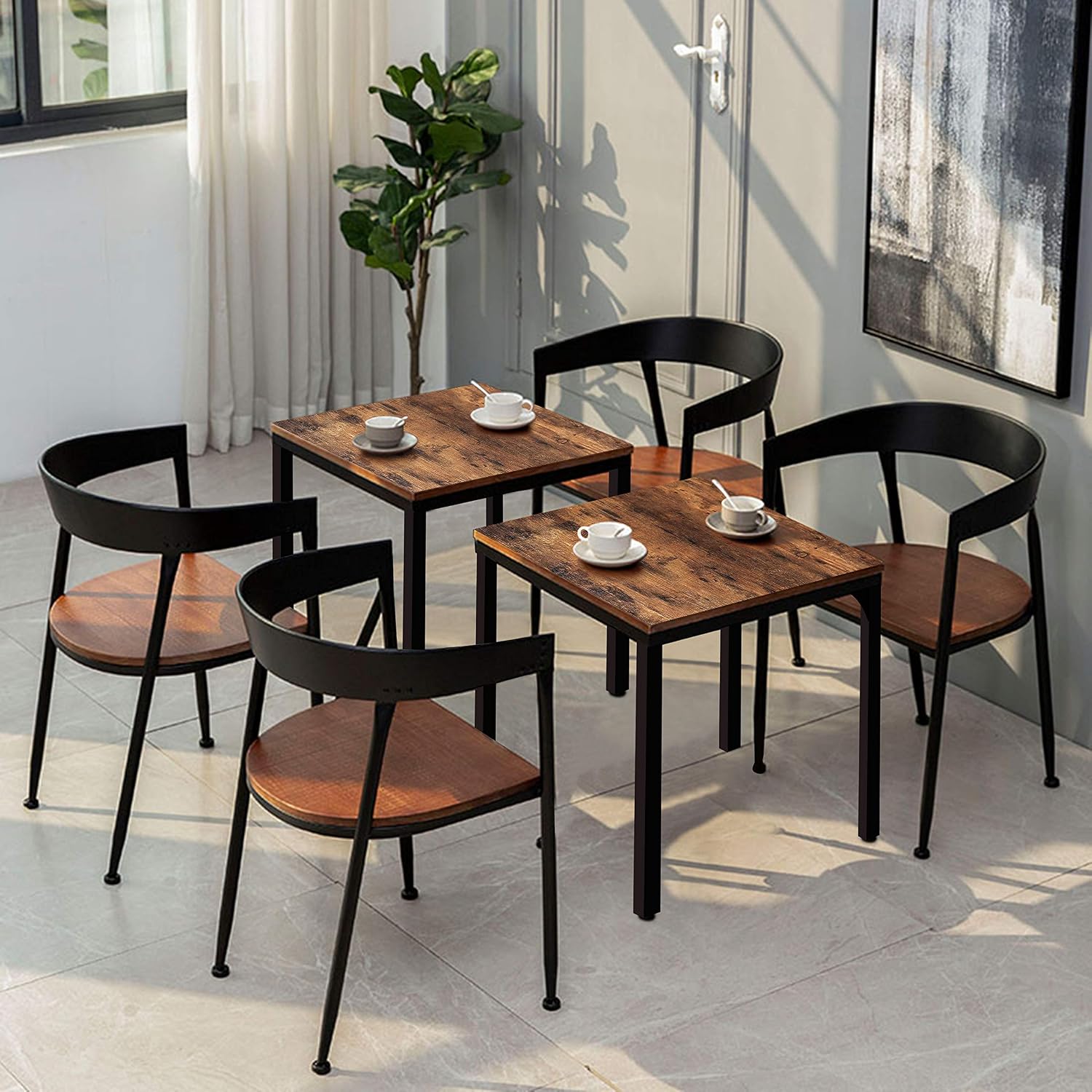 Rustic Brown Industrial Square Table