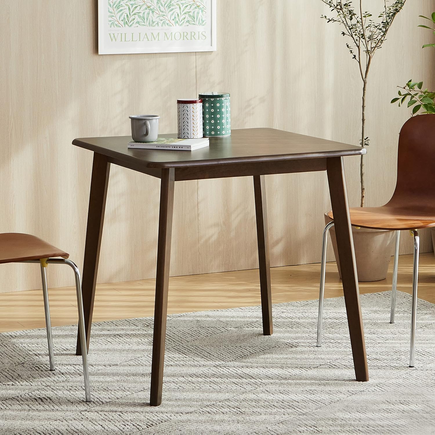 Walnut Mid Century Square Dining Table