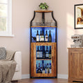 Rustic LED Mesh Corner Wine Cabinet