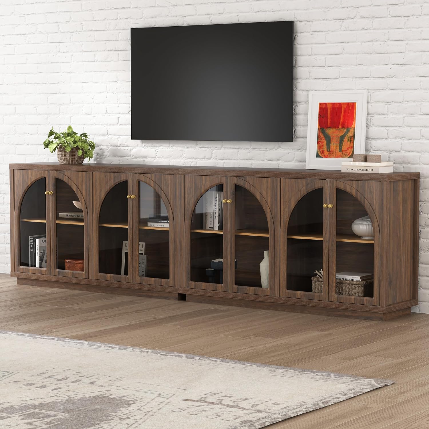 Oak Arched Acrylic Storage Sideboard