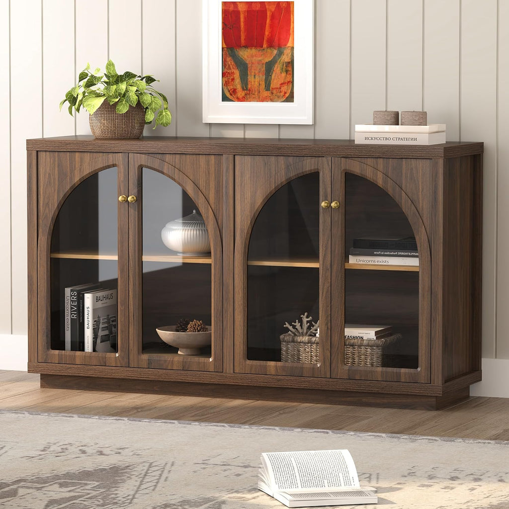 Oak Arched Acrylic Storage Sideboard